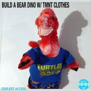 BUILD A BEAR 17" Plush Red Tie Dye DINOSAUR Stuffed Animal TMNT shirt and shorts